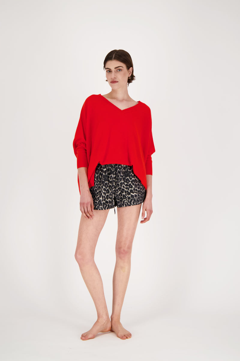 VALENTINA OVERSIZED VNECK RED