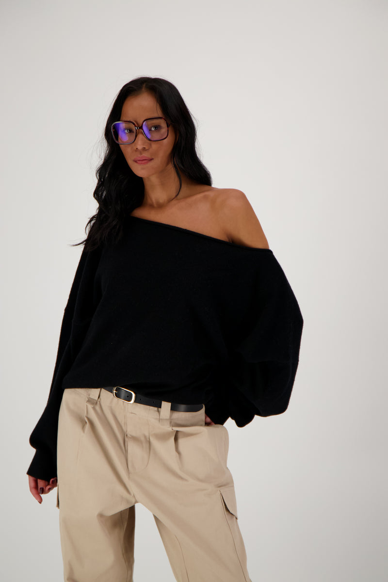 THE ERIKA OFF-SHOULDER SWEATER IN CASHMERE