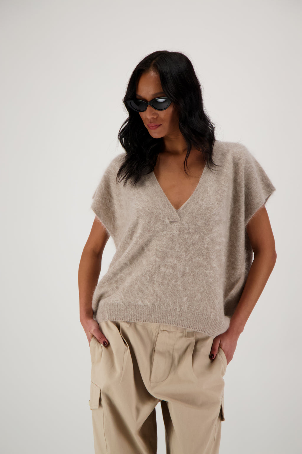 THE FAYE TOP IN BRUSHED CASHMERE