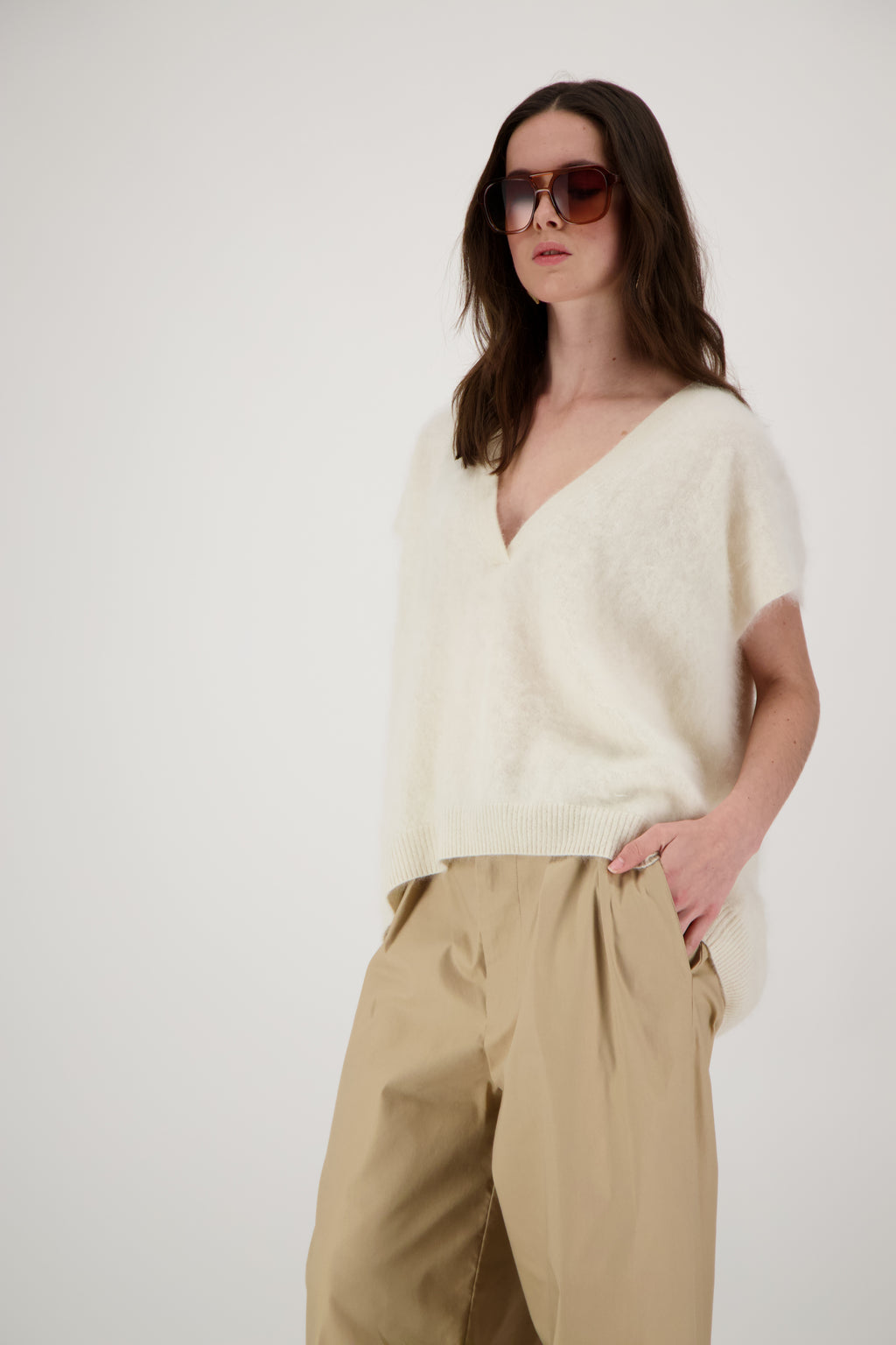 THE FAYE TOP IN BRUSHED CASHMERE