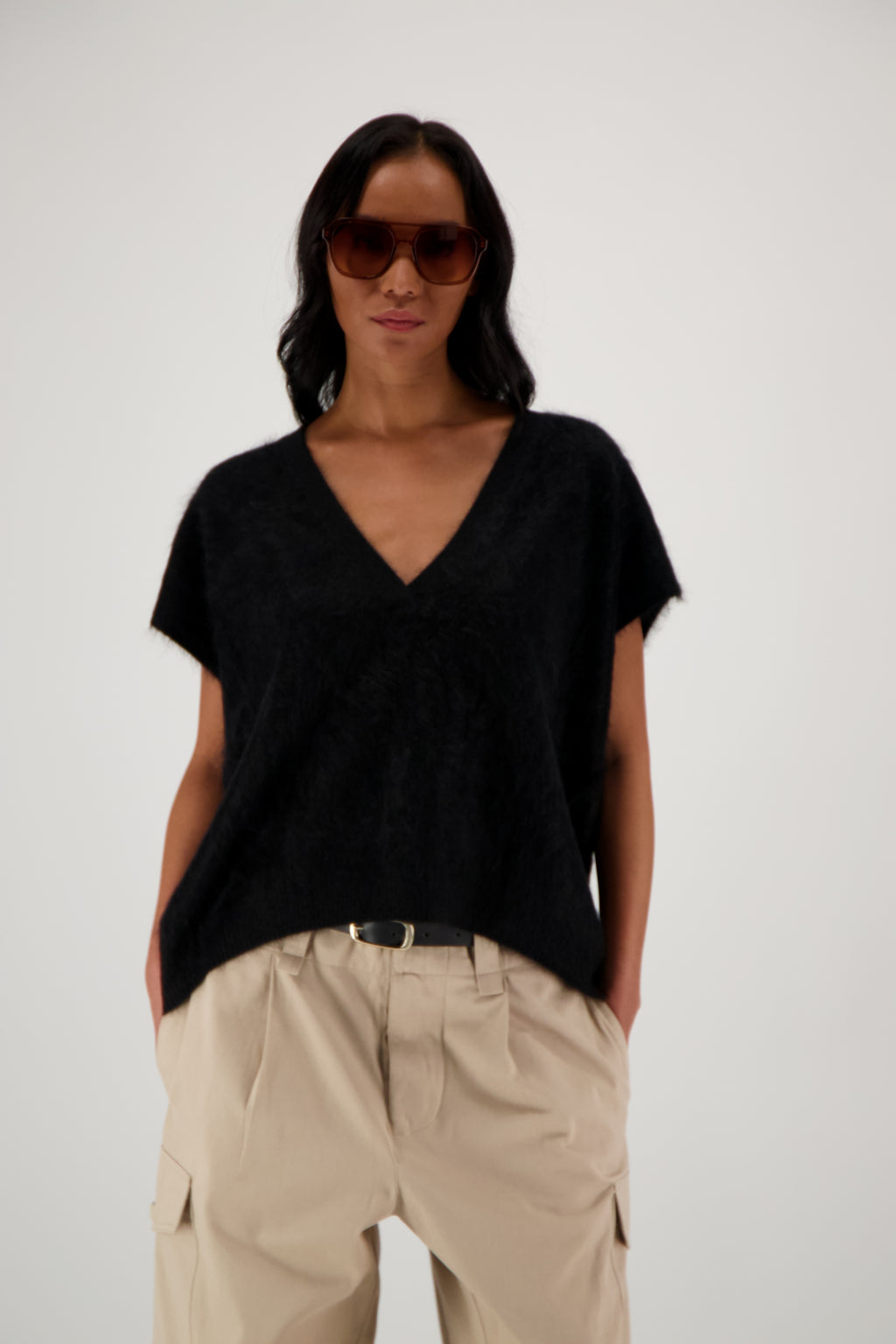 THE FAYE TOP IN BRUSHED CASHMERE