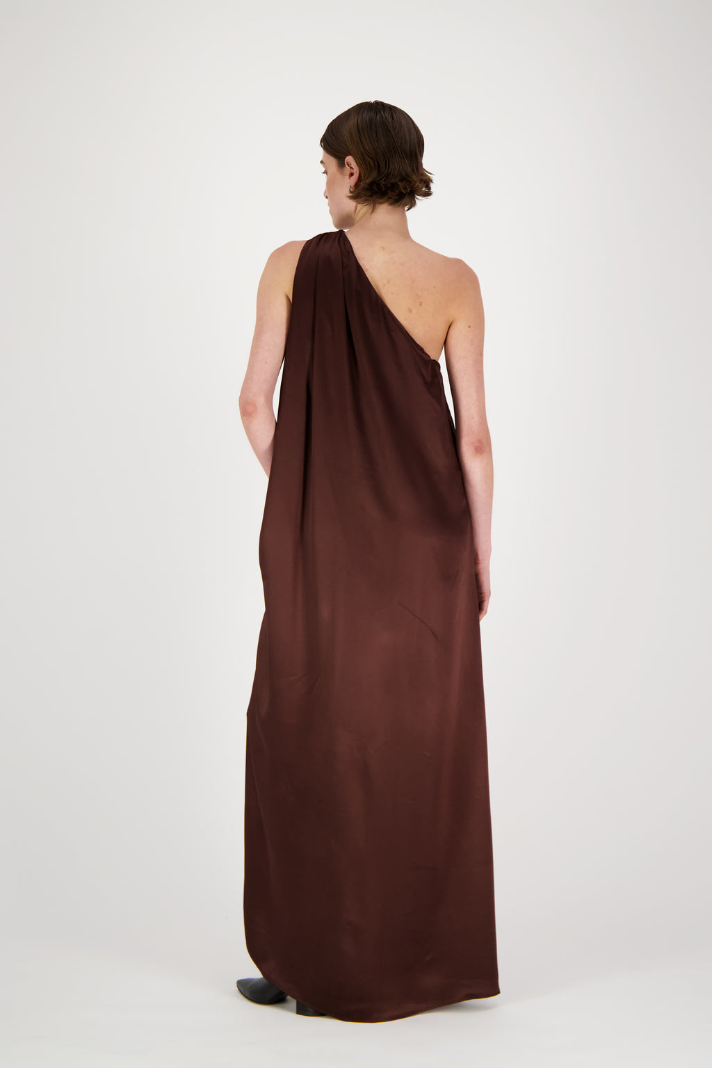 ATHENA ONE ARM DRESS CHOCOLATE BROWN