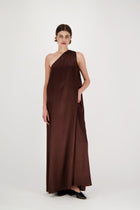 ATHENA ONE ARM DRESS CHOCOLATE BROWN