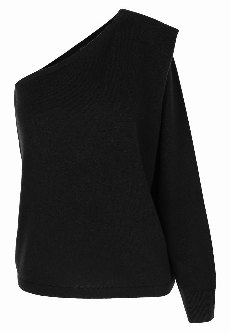 DAPHNE CASHMERE ONE-SHOULDER BLACK
