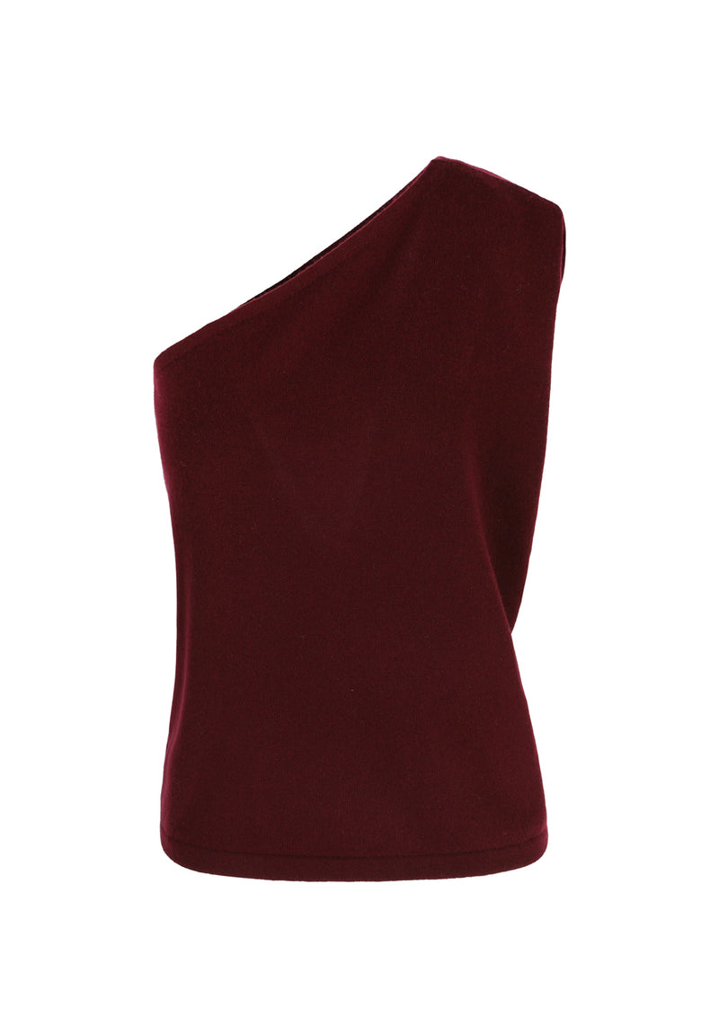 MAEVE ONE-SHOULDER TOP BURGUNDY