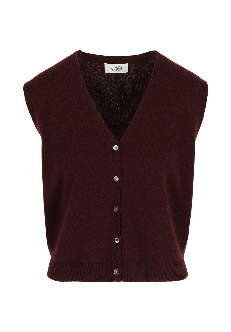 ANDY CASHMERE VEST BURGUNDY