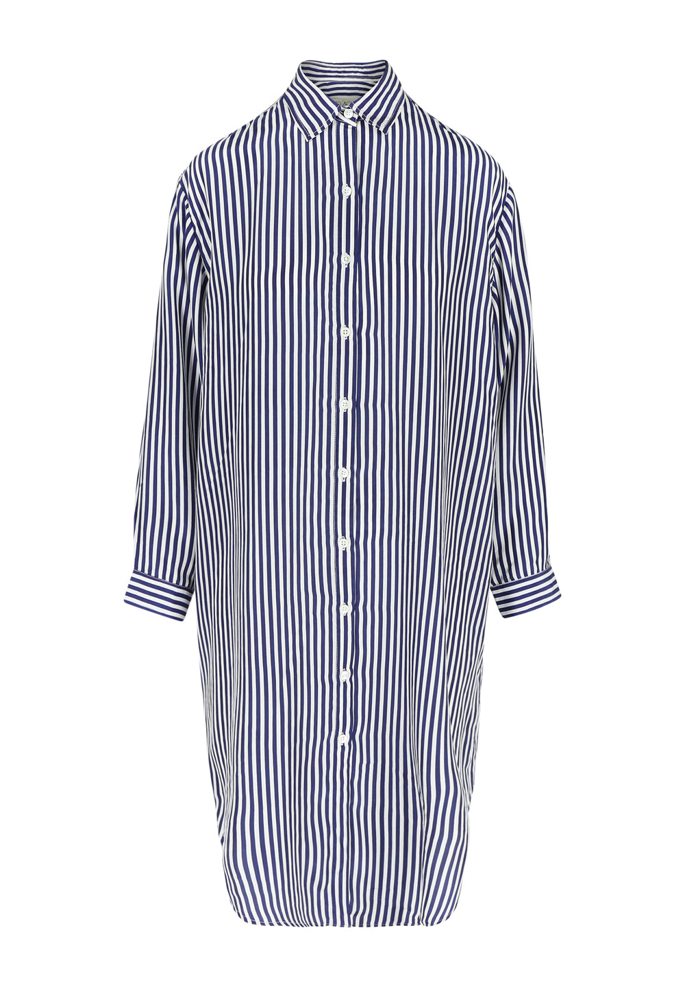 ANTIBES BLUE STRIPE SILK DRESS