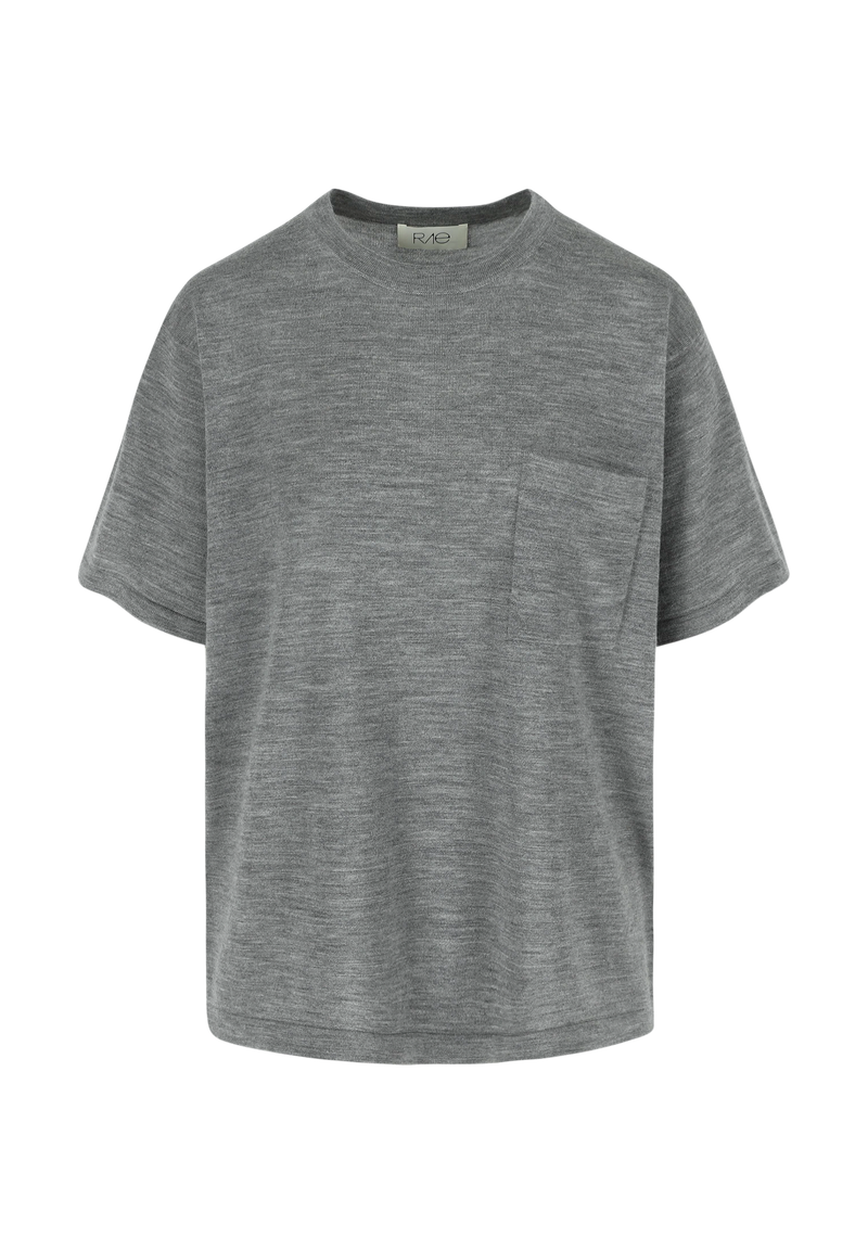 HUGO MERINO WOOL T-SHIRT GREY MELANGE