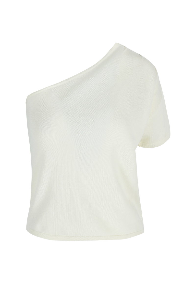 JACE ONE SHOULDER TOP CASHMERE IVORY