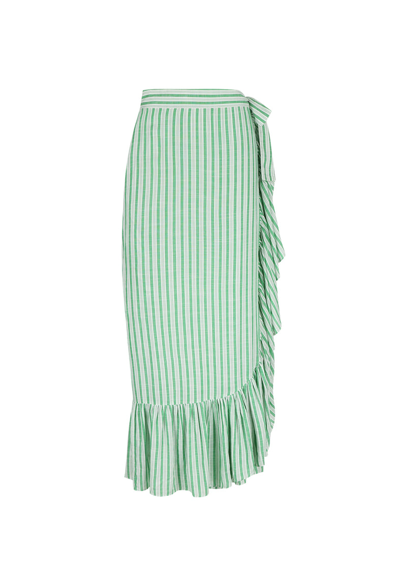 PALM SKIRT GREEN STRIPE