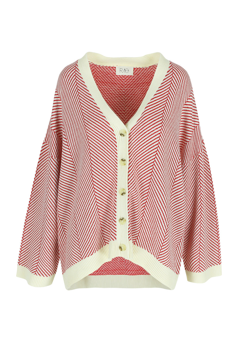 PAULIEN CARDIGAN RED/WHITE