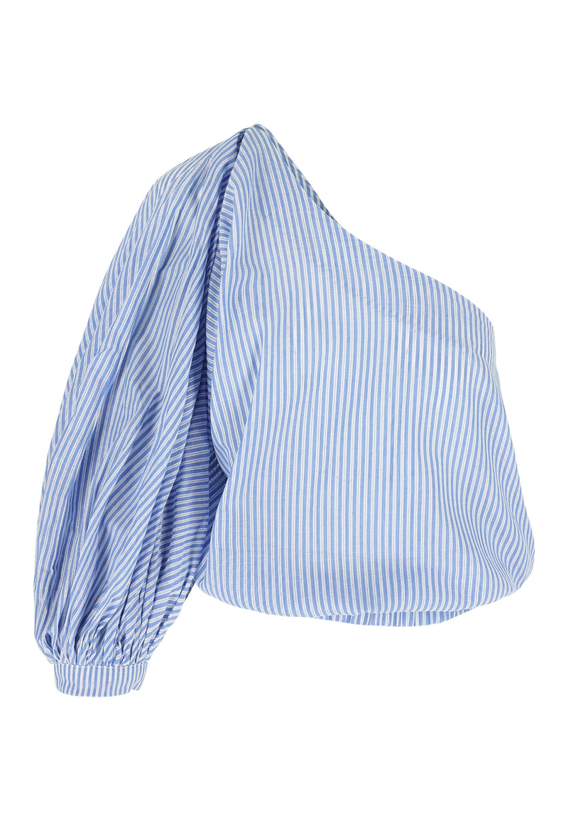 BODRUM TOP DOBBY - BLUE/WHITE