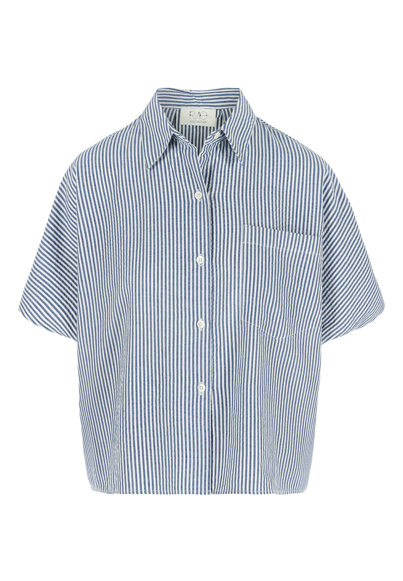CASEY SHIRT BLUE/WHITE SEERSUCKER