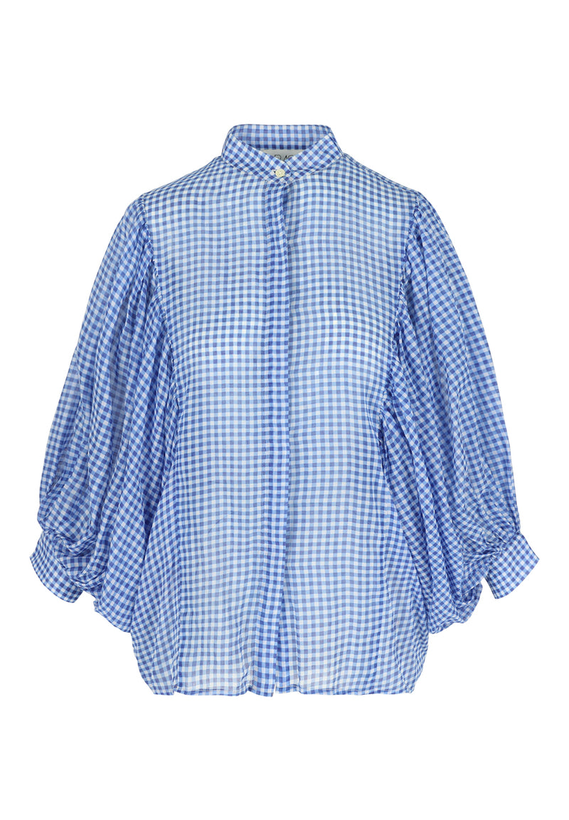 FIONA BLOUSE BLUE/WHITE CHECK