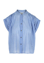 GRETA BLOUSE BLUE/WHITE CHECK