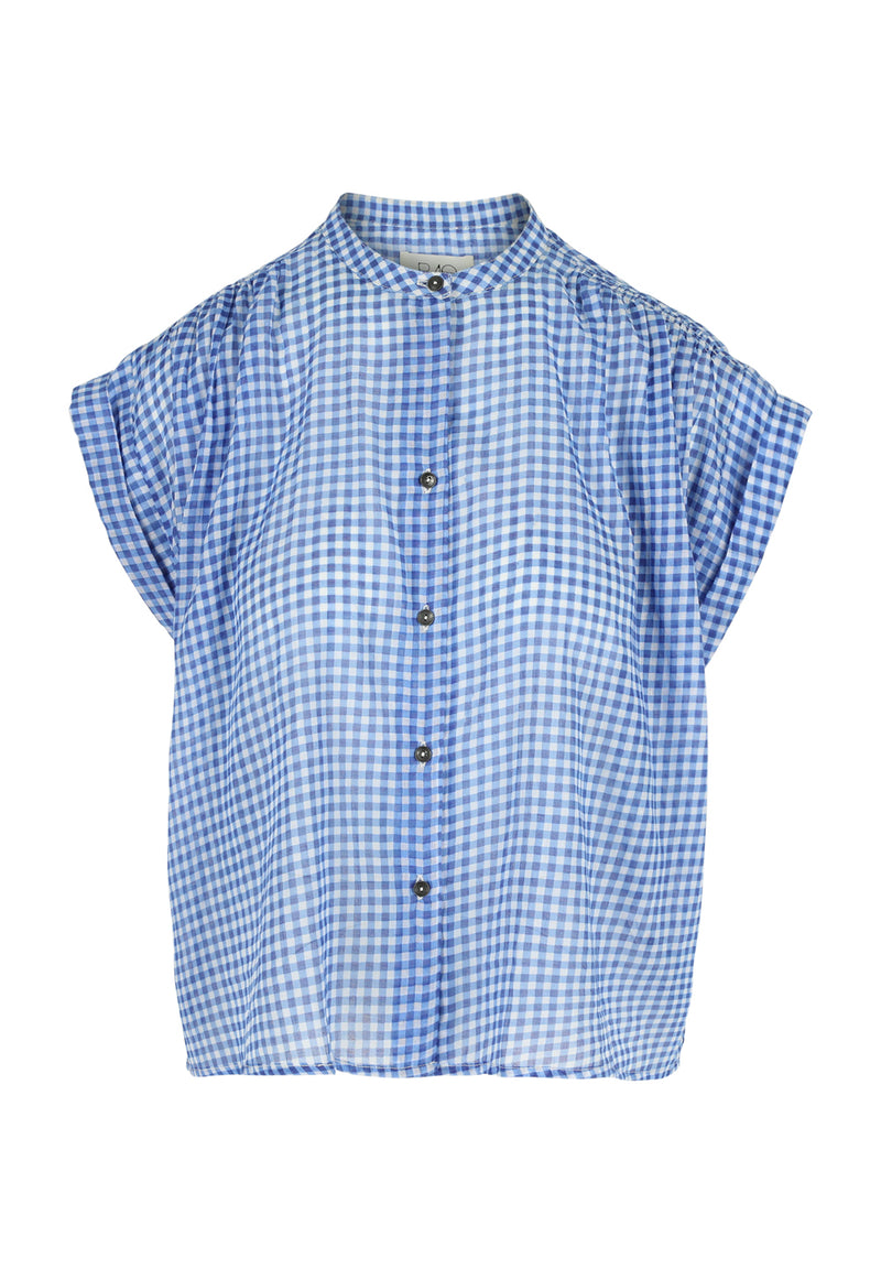 GRETA BLOUSE BLUE/WHITE CHECK