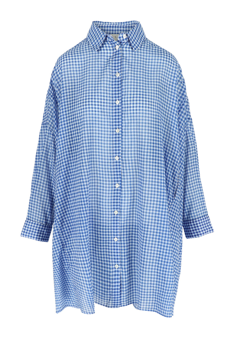 MARTINE DRESS BLUE/WHITE CHECK