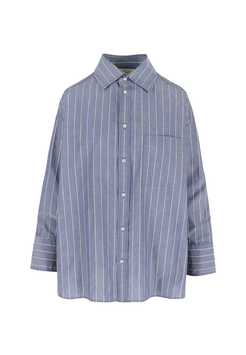 MILANO SHIRT BLACK/BLUE STRIPE