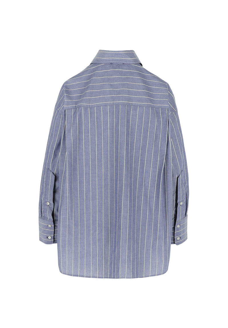 MILANO SHIRT BLACK/BLUE STRIPE