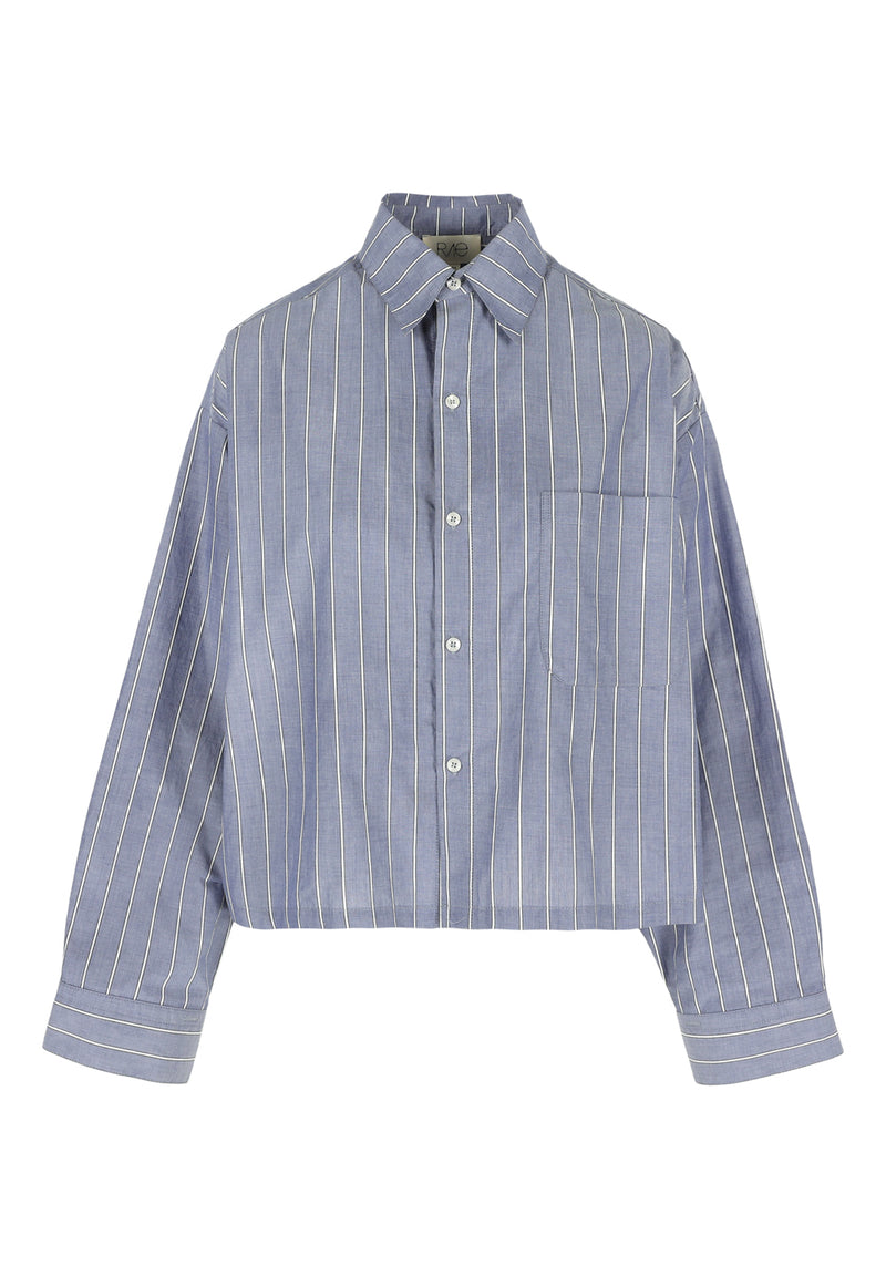 NIKKI SHIRT BLACK/BLUE STRIPE