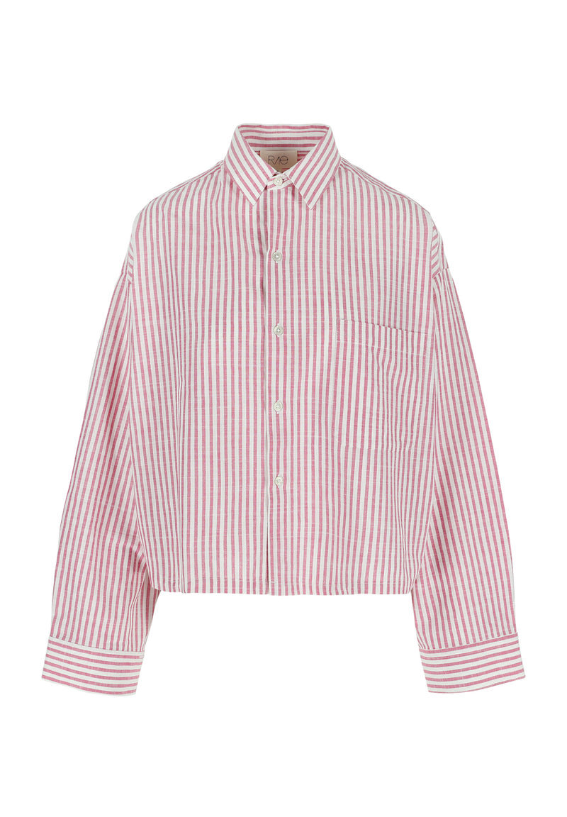 NIKKI SHIRT LINEN PINK STRIPE