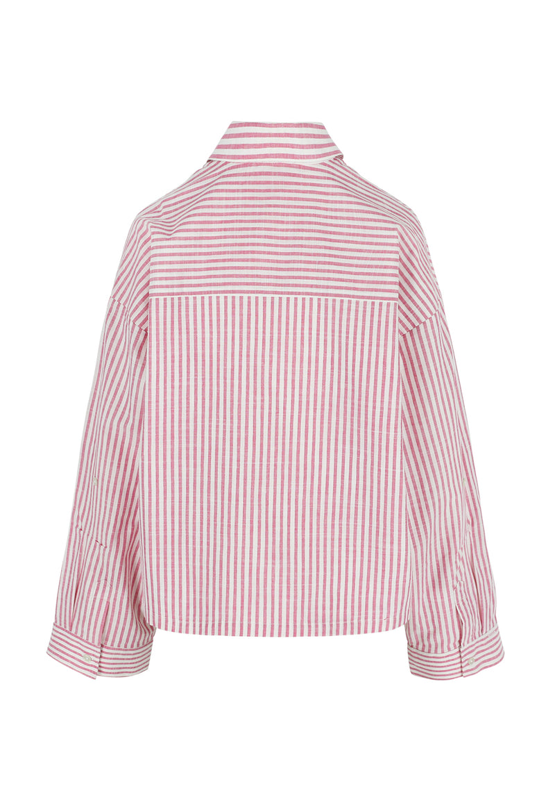 NIKKI SHIRT LINEN PINK STRIPE