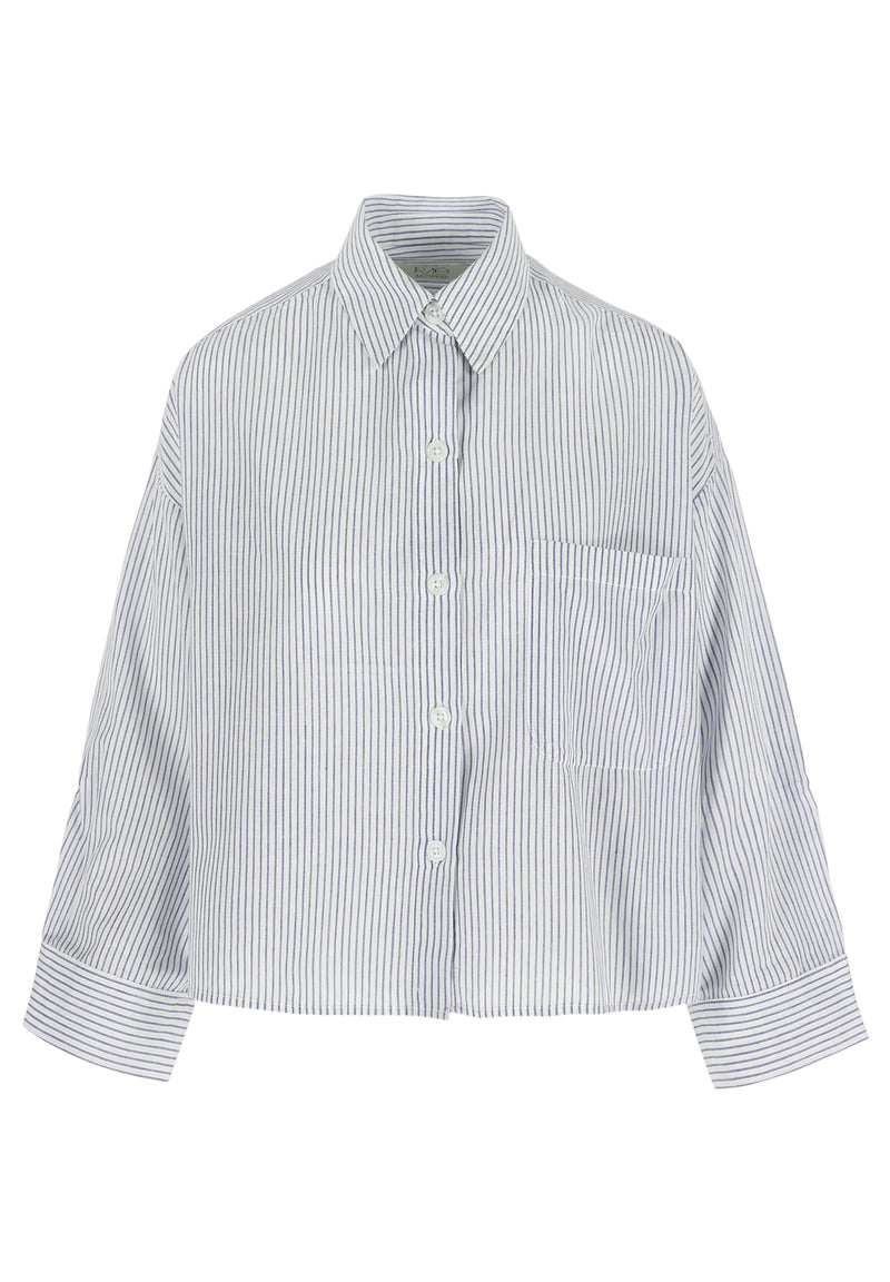 NIKKI SHIRT BLUE/WHITE PINSTRIPE