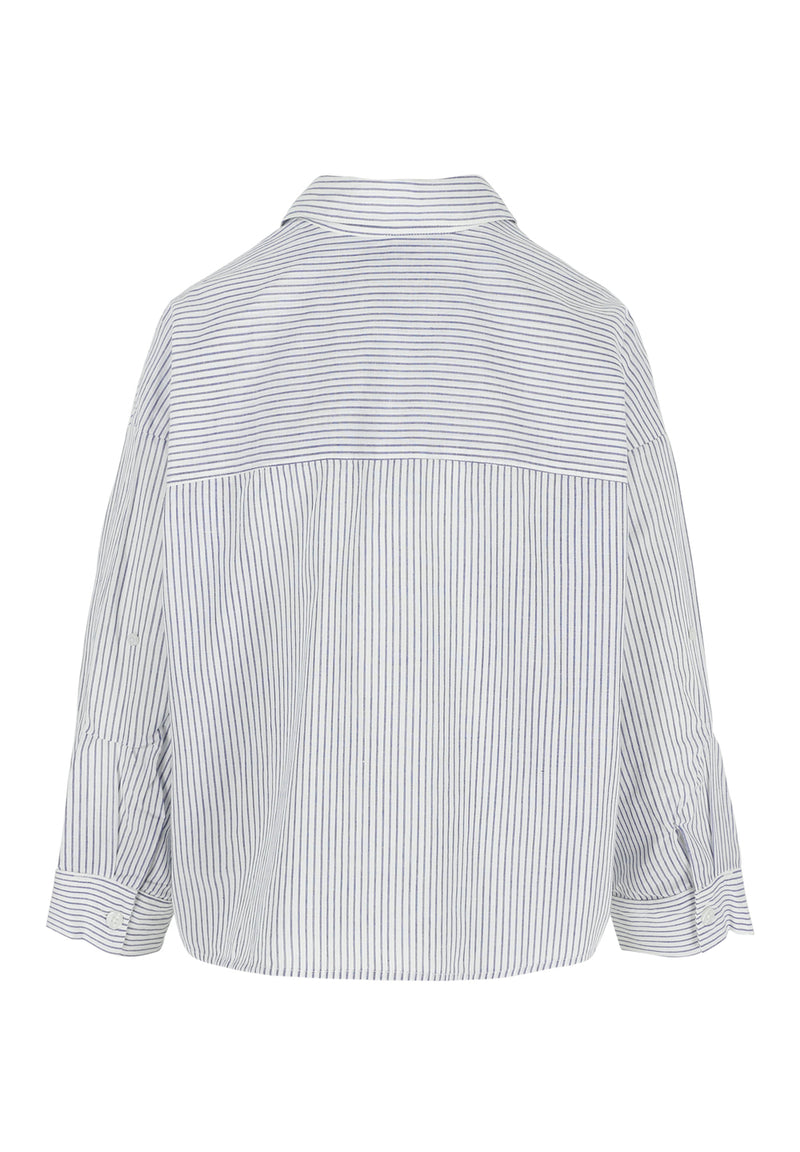 NIKKI SHIRT BLUE/WHITE PINSTRIPE