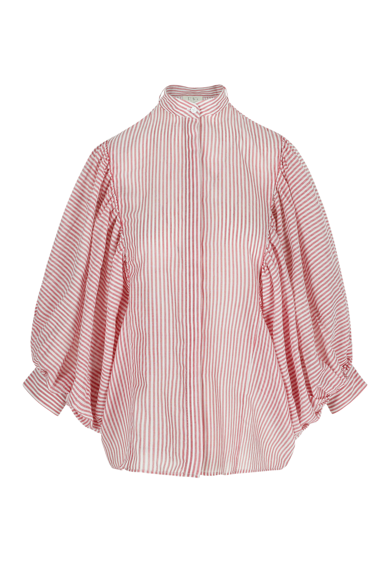 FIONA BLOUSE RED/WHITE STRIPE